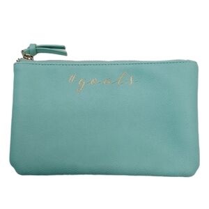 🍒4 for $20🍒 INDIGO "Goals" Vegan Solid Light Blue Zip-Up Pouch Make-Up Bag